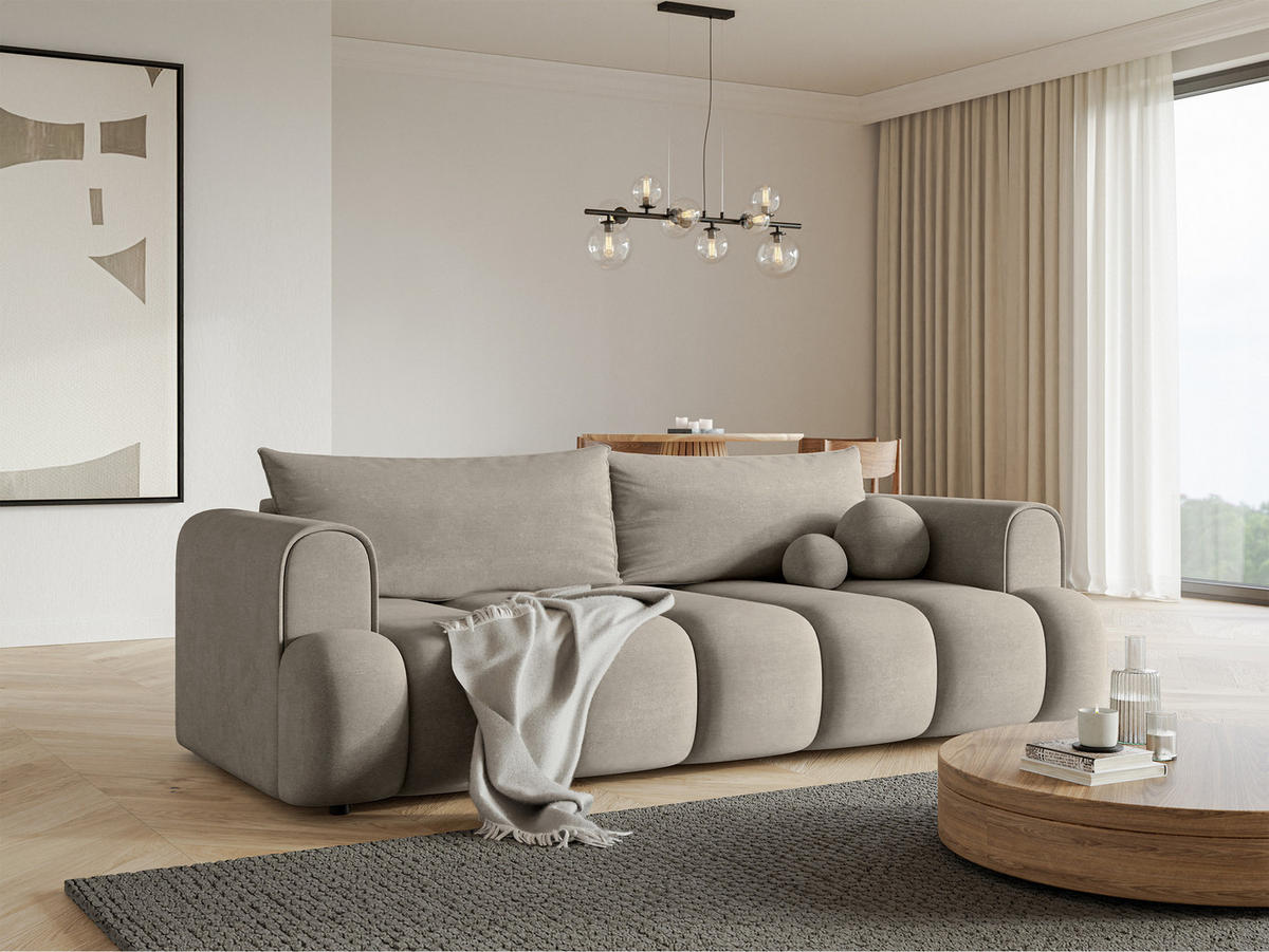 SCHLAFSOFA Dandelino Grau Velours - Schwarz/Grau, Kunststoff/Textil (250/90/112cm) - Selsey