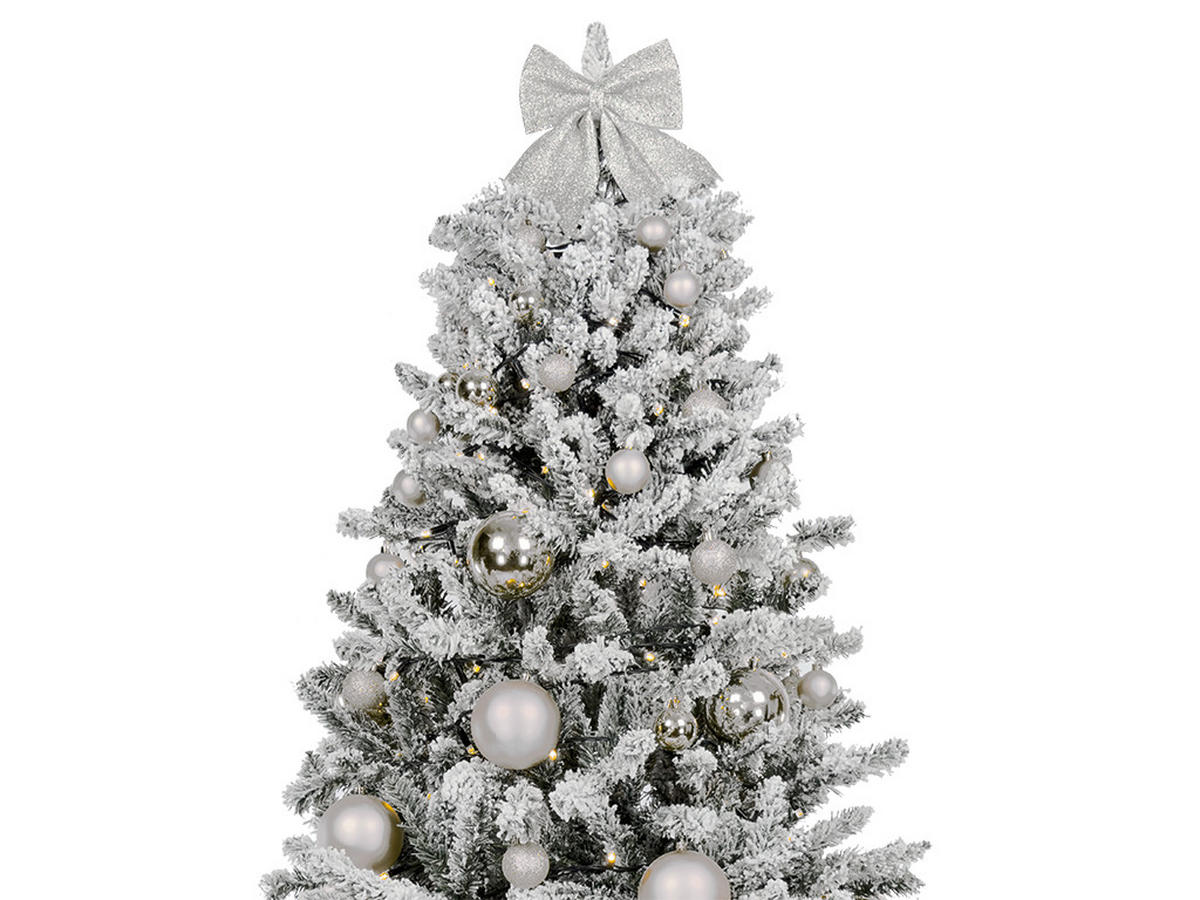 WEIHNACHTSBAUM künstlicher 150 cm, SILBERWEIHNACHTEN, mit 73-teiligem Weihnachtsbaumschmuck, inkl. Metallständer und Aufbewahrungsbox - Silberfarben/Weiß, Kunststoff/Textil (96/150cm) - LAALU
