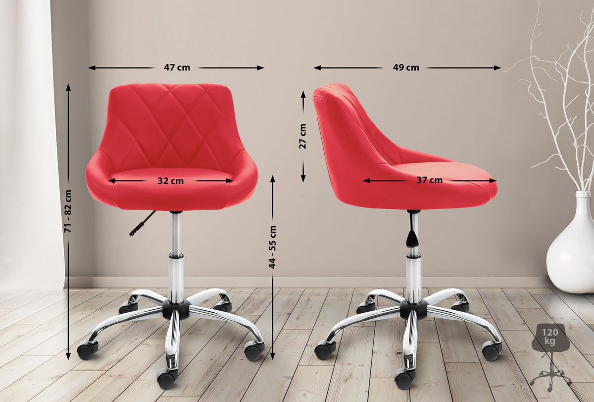 ARBEITSHOCKER Lazius Kunstleder rot - Rot, Metall (47/82/49cm) - TPFLiving
