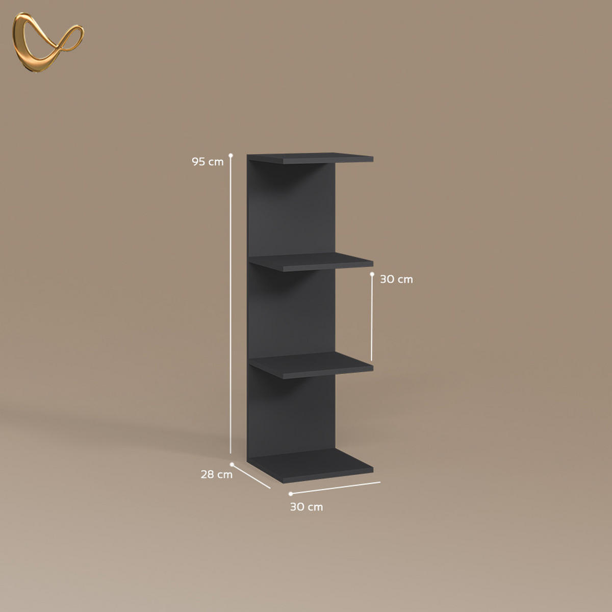 WANDREGAL Vesuvio Schwarz 30 x 95 cm 2er Set - Schwarz, Holzwerkstoff (30/95/28cm) - Livinity®