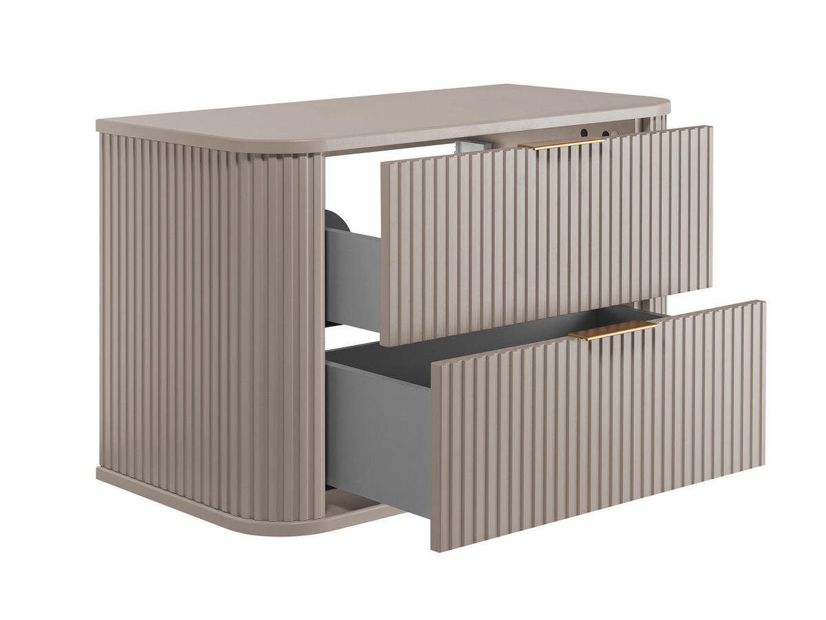 BADEZIMMERSCHRANK, Kaschmir, 80,4 x 51,7 x 41,5 cm, Goldene Griffe - Kaschmir/Goldfarben, Holzwerkstoff/Kunststoff (80.4/51.7/41.5cm) - 3XE LIVING