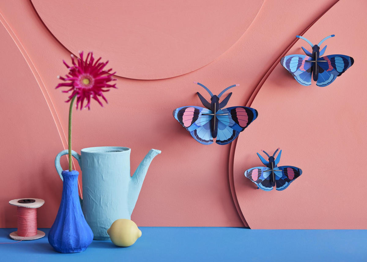 WANDDEKO Azur-Flug-Trio 5/13 cm - Multicolor, Wellpappe (5/13/17cm) - KUNSTLOFT