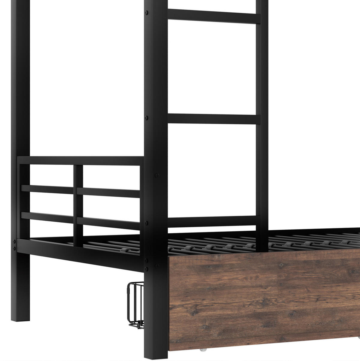 HOCHBETT 90/200 cm Schwarz mit LED, Schubladen, Schreibtisch, ohne Matratze - Schwarz, Metall (90/200cm) - MIVRAY