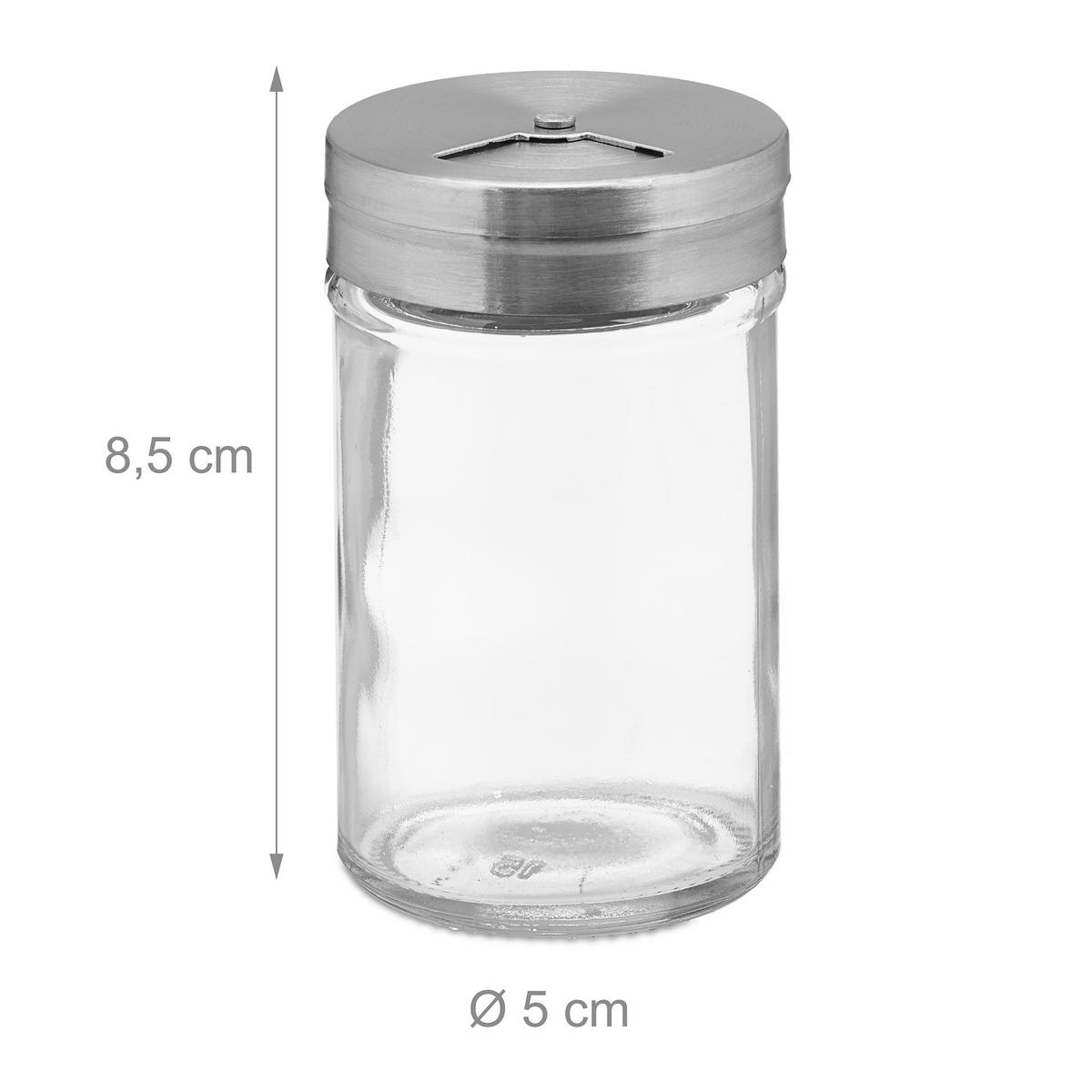 12xGEWÜRZSTREUER - Transparent, Glas/Kunststoff (5/8.5/5cm) - Relaxdays