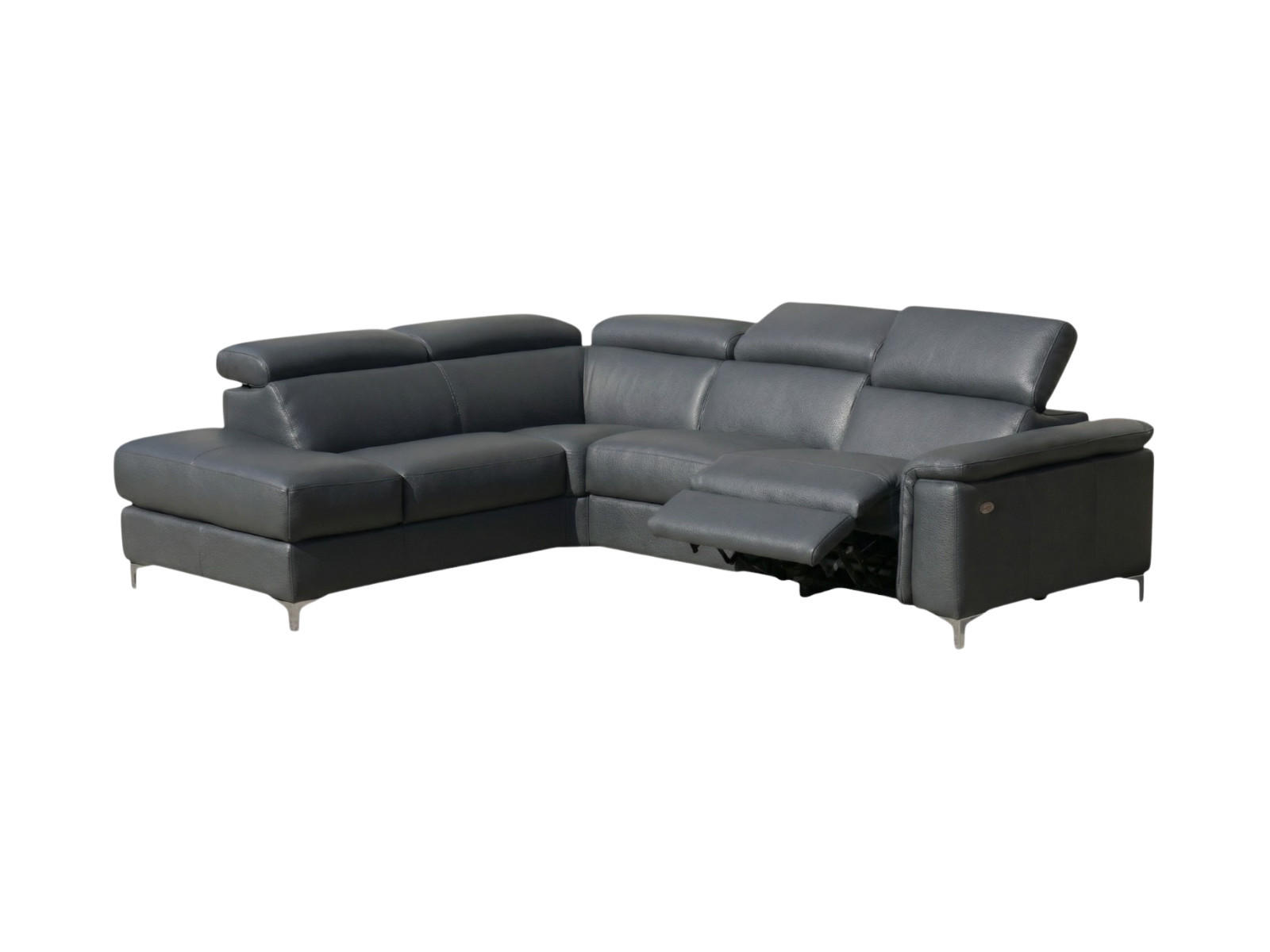ECKSOFA Avenger Echtleder mit 1 x Relaxfunktion Anthrazit - Anthrazit, Leder/Metall (224/81/271cm)