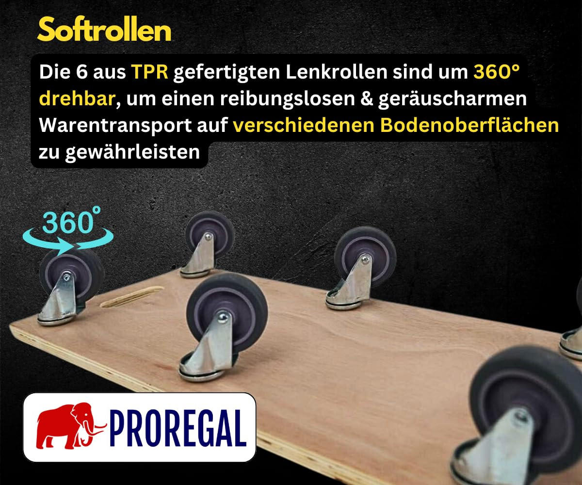 TRANSPORTROLLER 2er-Set mit 6 Rollen 11x30x68cm Traglast 300kg Sperrholzplatte Braun - Braun, Holzwerkstoff (68/30/11.5cm) - PROREGAL