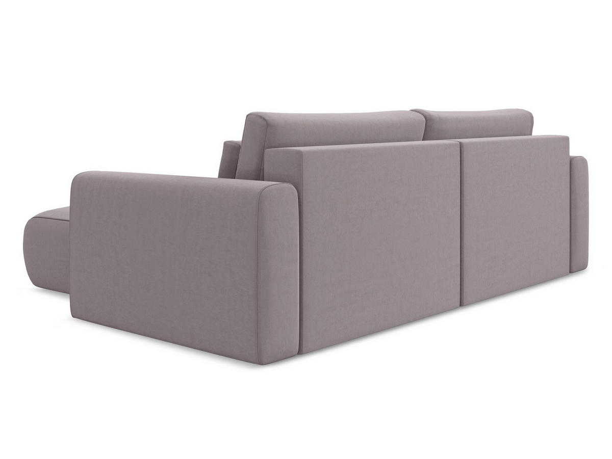 ECKSOFA mit Schlaffunktion Samt Stoff Violett - Lila/Flieder, Kunststoff/Textil (240/149cm) - Makamii