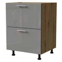 SCHUBLADENUNTERSCHRANK Essen D2A/60/1A Grau Hochglanz / Eiche Artisan Matt 60 / 50 / 82cm - Eiche Artisan/Grau, Holz/Holzwerkstoff (60/82/50cm) - Feldmann-Wohnen