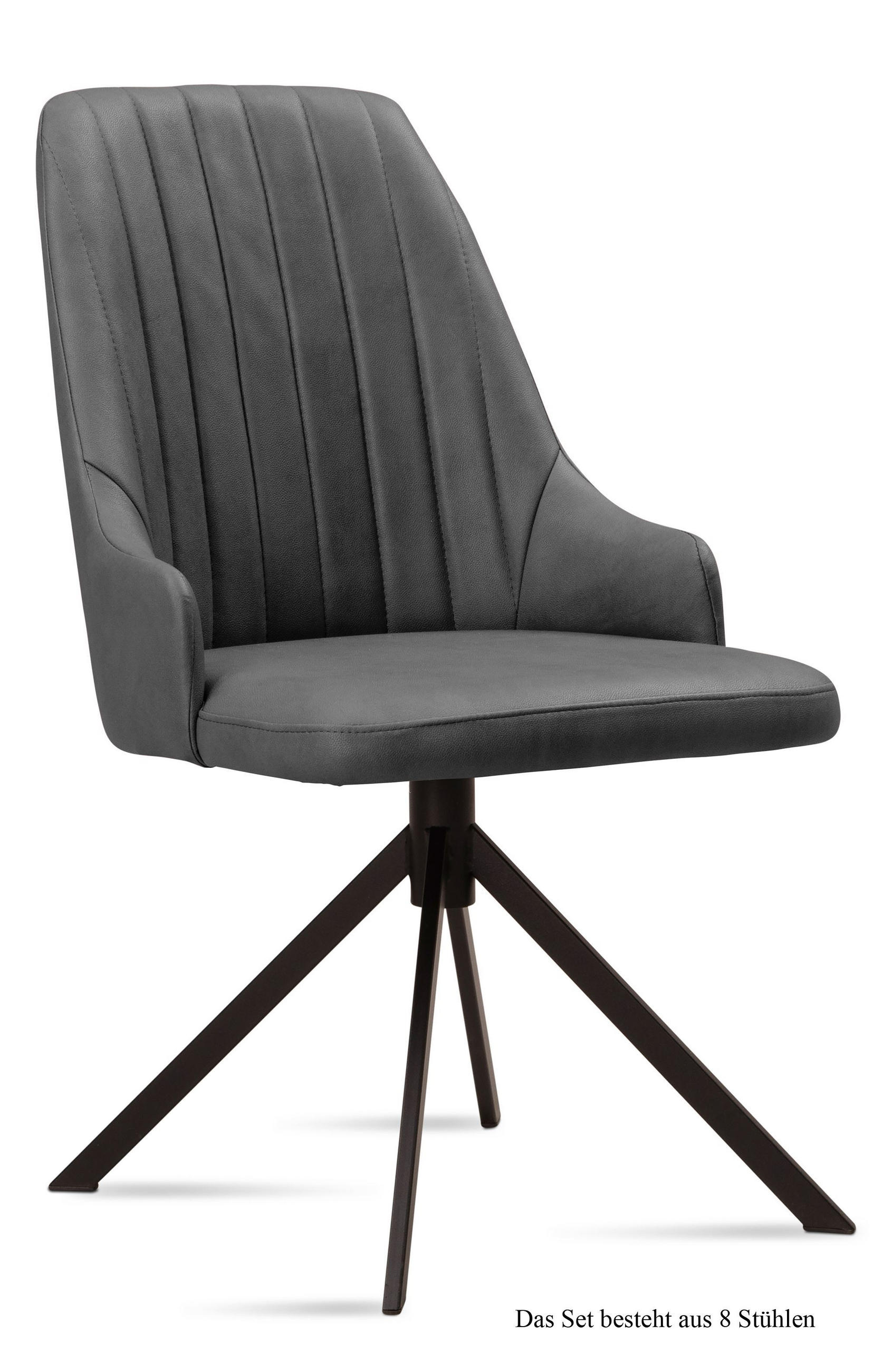 ESSZIMMERSTUHL (8er-Set) Dunya 52x91x60 Schwarz/Grau - Schwarz/Grau, Kunststoff (60/91/52cm) - 58aufmkessel