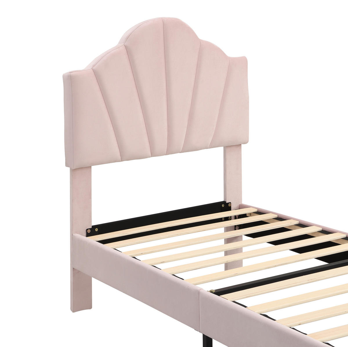 POLSTERBETT aus Samt 90x200 cm Rosa mit verstellbarem Kopfteil und Lattenrost - Rosa, Textil (90/200cm) - IVMEU
