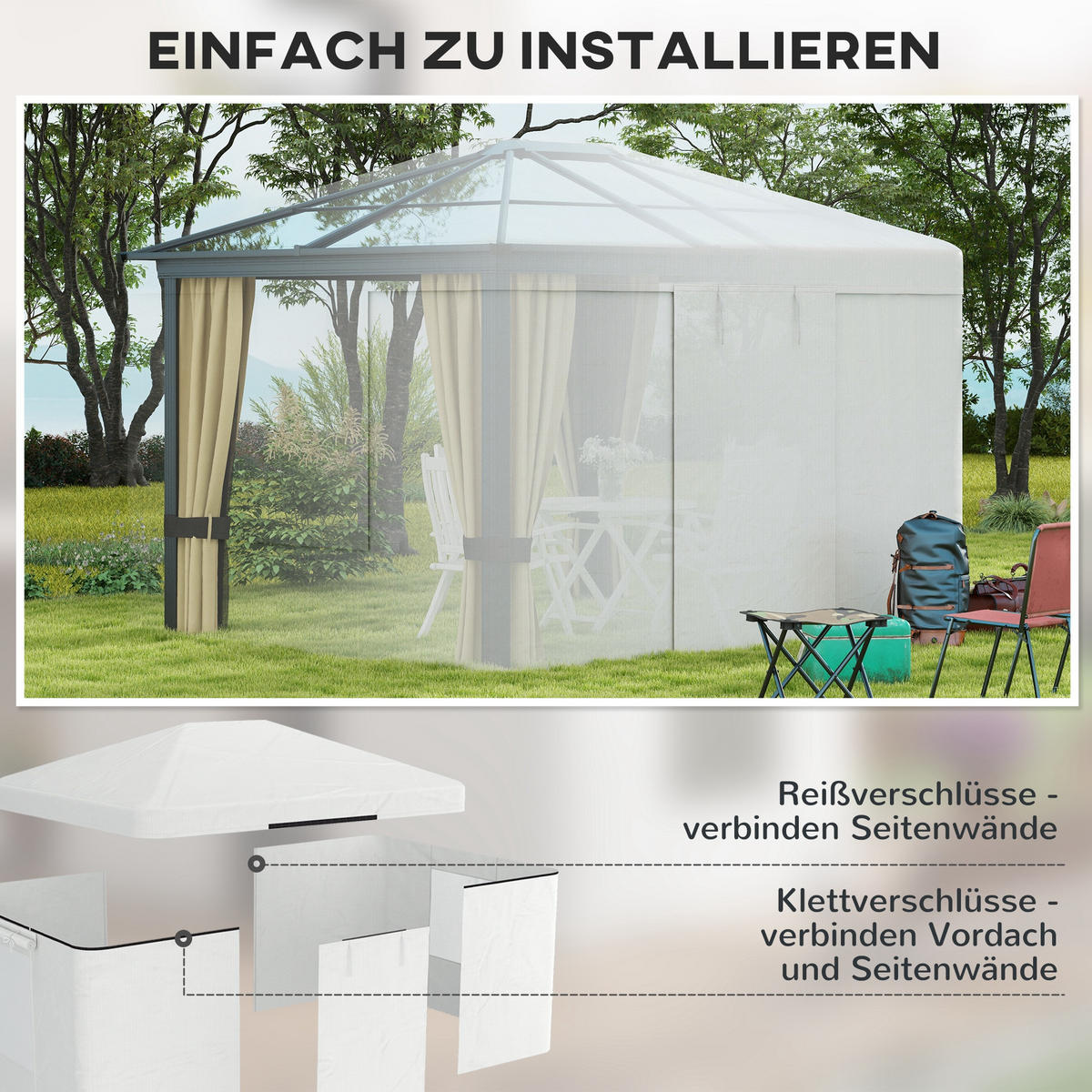 ERSATZDACH-SET, Gartenzelt, Weiß - Weiß, Kunststoff (300/270/360cm) - Outsunny