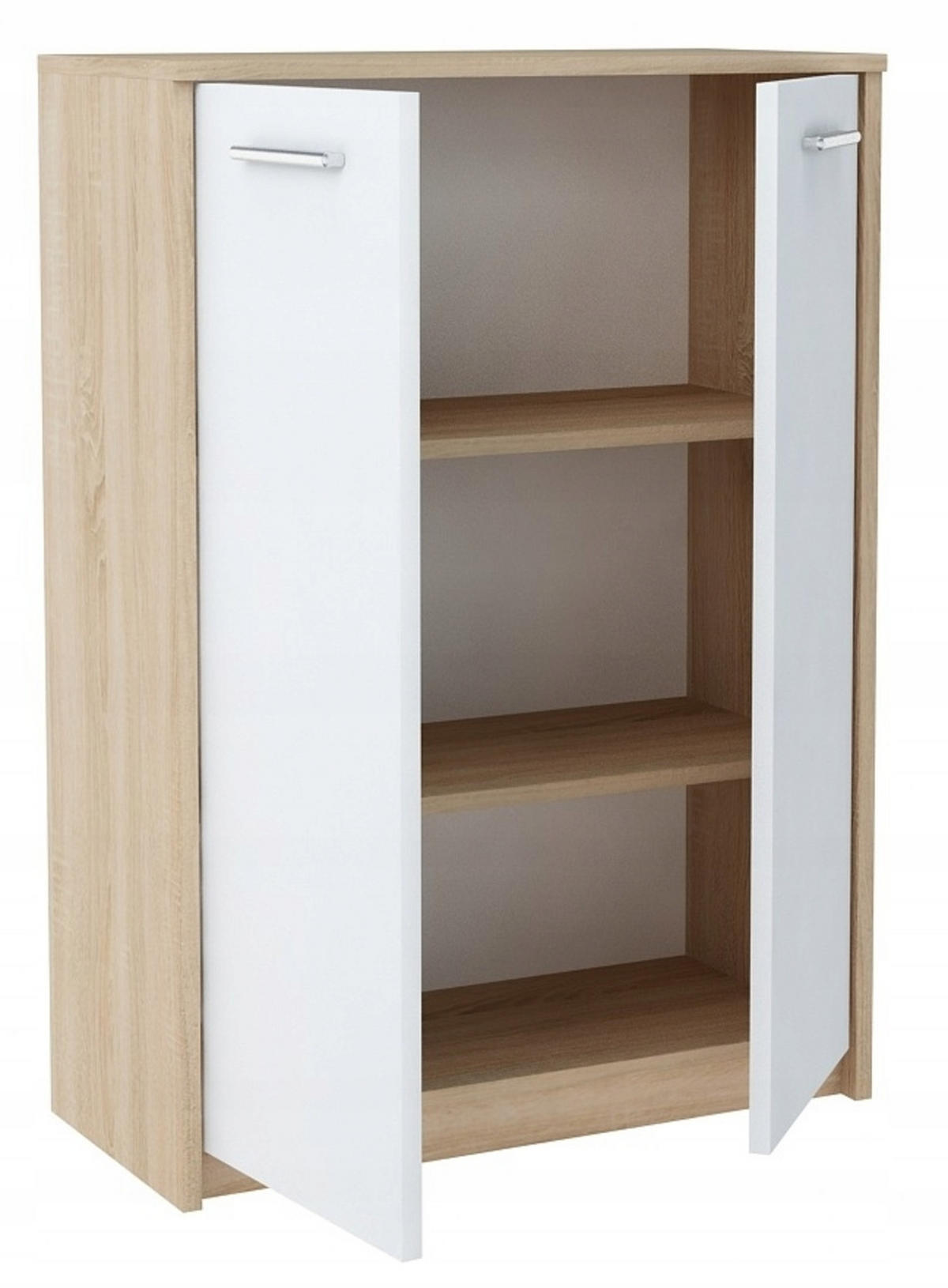 KOMMODE 2D2P Sonoma Eiche-Weiß 77/35/108 cm - Weiß/Sonoma Eiche, Holzwerkstoff (77/108/35cm) - Matkam Möbel
