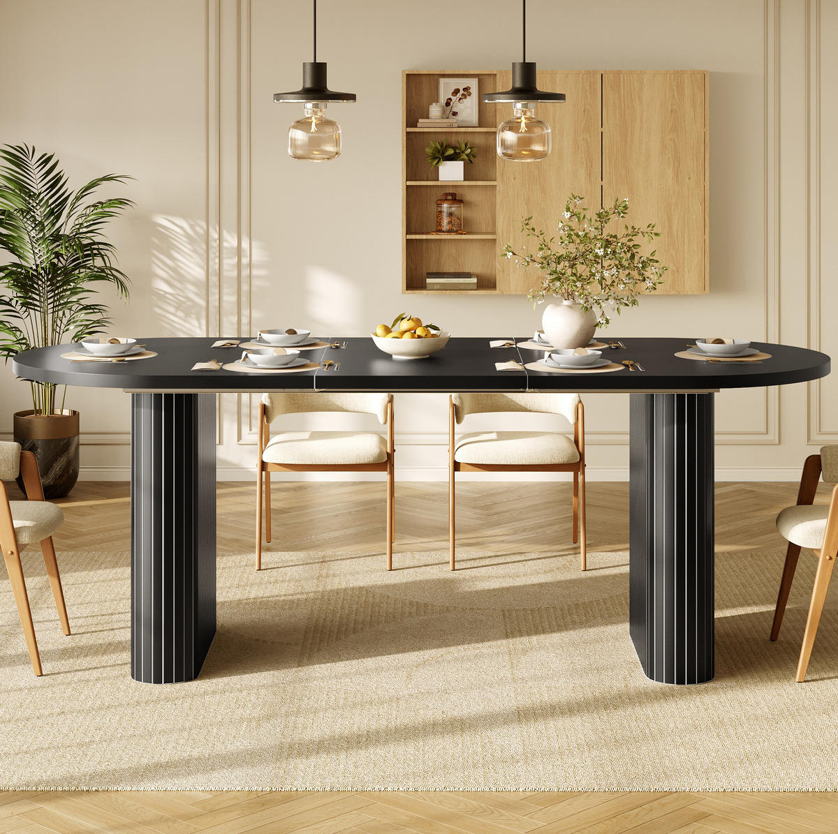 ESSTISCH ausziehbar 120-160 cm Schwarz MDF/Metall - Schwarz, Metall (120/80/75.5cm) - Meubliv