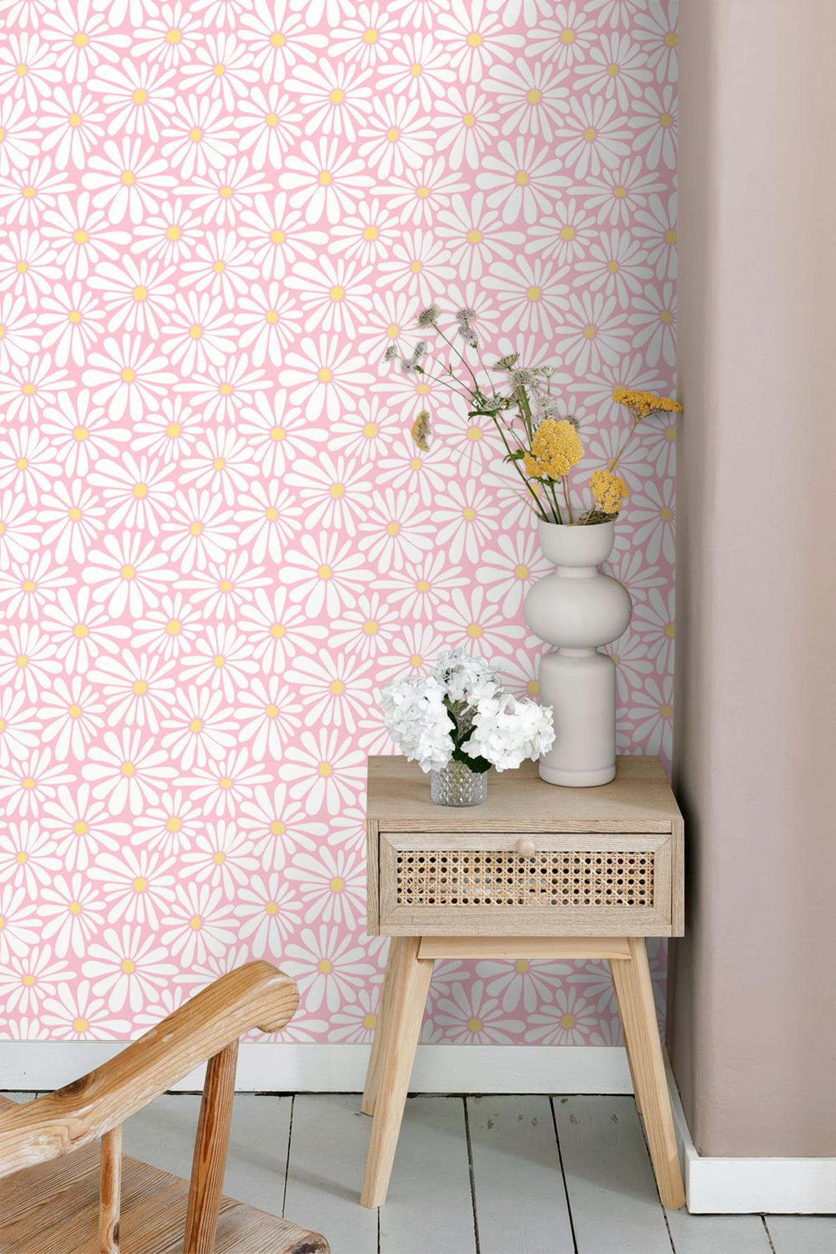 TAPETE Gänseblümchen 50 x 900 cm - Pink, Papier (50/900cm) - ESTAhome