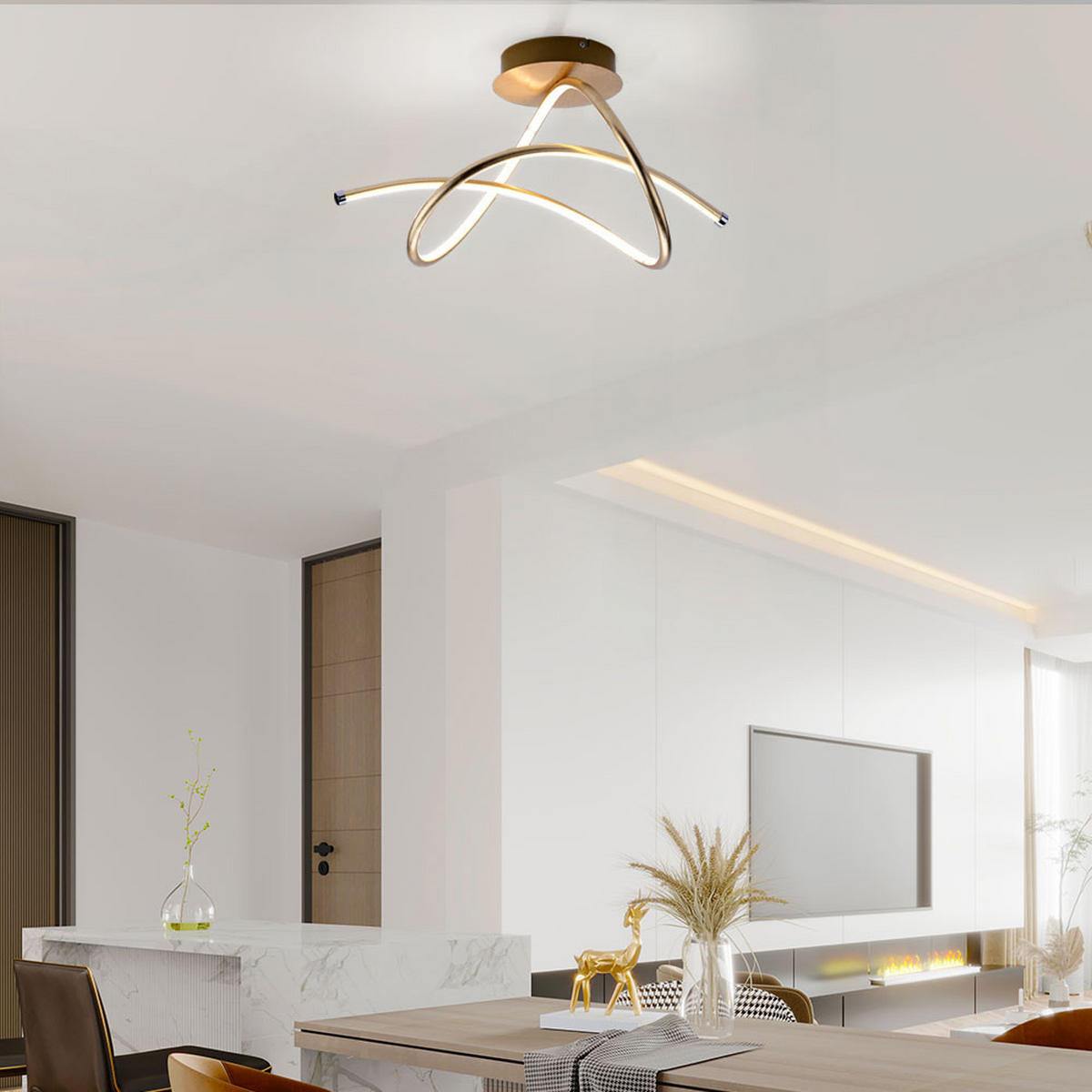 LED DECKENLEUCHTE Metall Gold - Goldfarben, Metall (51/27.7/30cm)