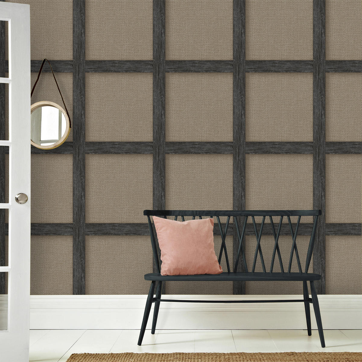 VLIESTAPETE - Rattan-Rahmen - Schwarz/Braun, Papier/Kunststoff (52/1000cm) - Easy Decor