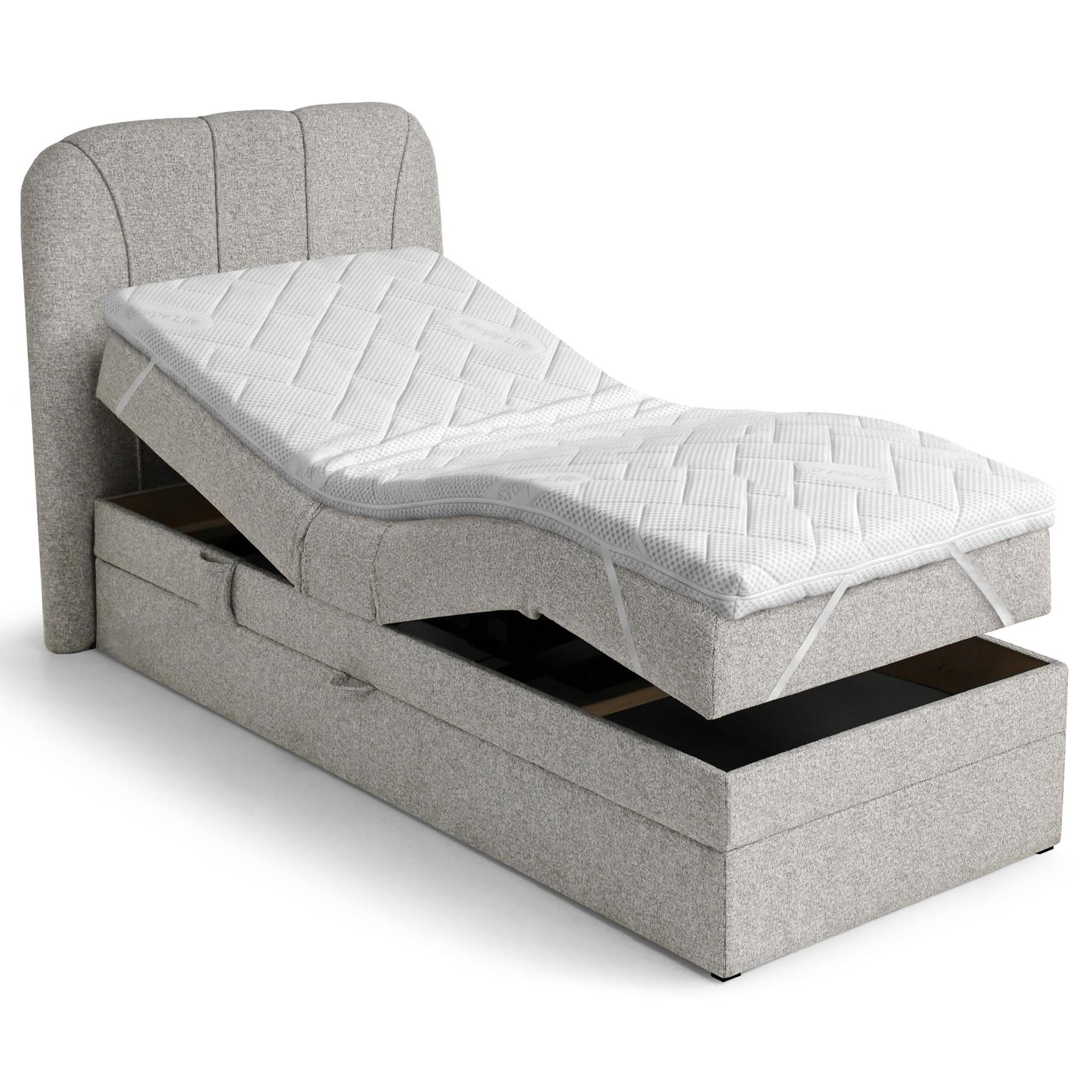 BOXSPRINGOVÁ POSTEL Romeo, jednolůžko s elektrickým polohováním matrace, 90x200 cm, béžová - béžová, textil (90/200cm) - Beautysofa
