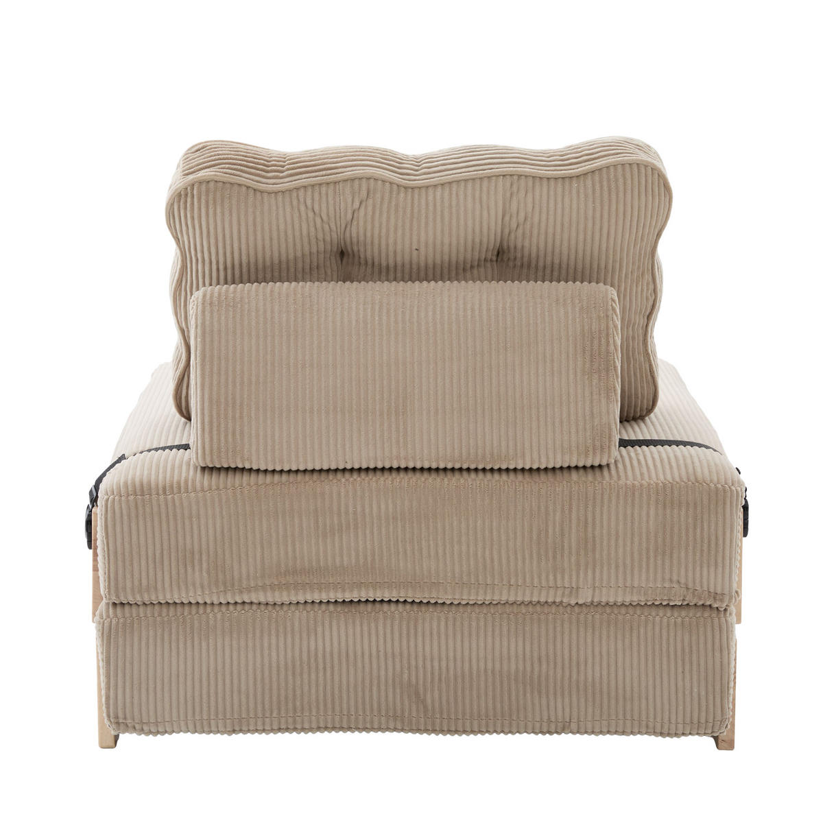 SCHLAFSESSEL ausklappbar mit Holzgestell, DE-42596, Khaki - Sandfarben, Holzwerkstoff (90/84/86cm) - ComfortXL