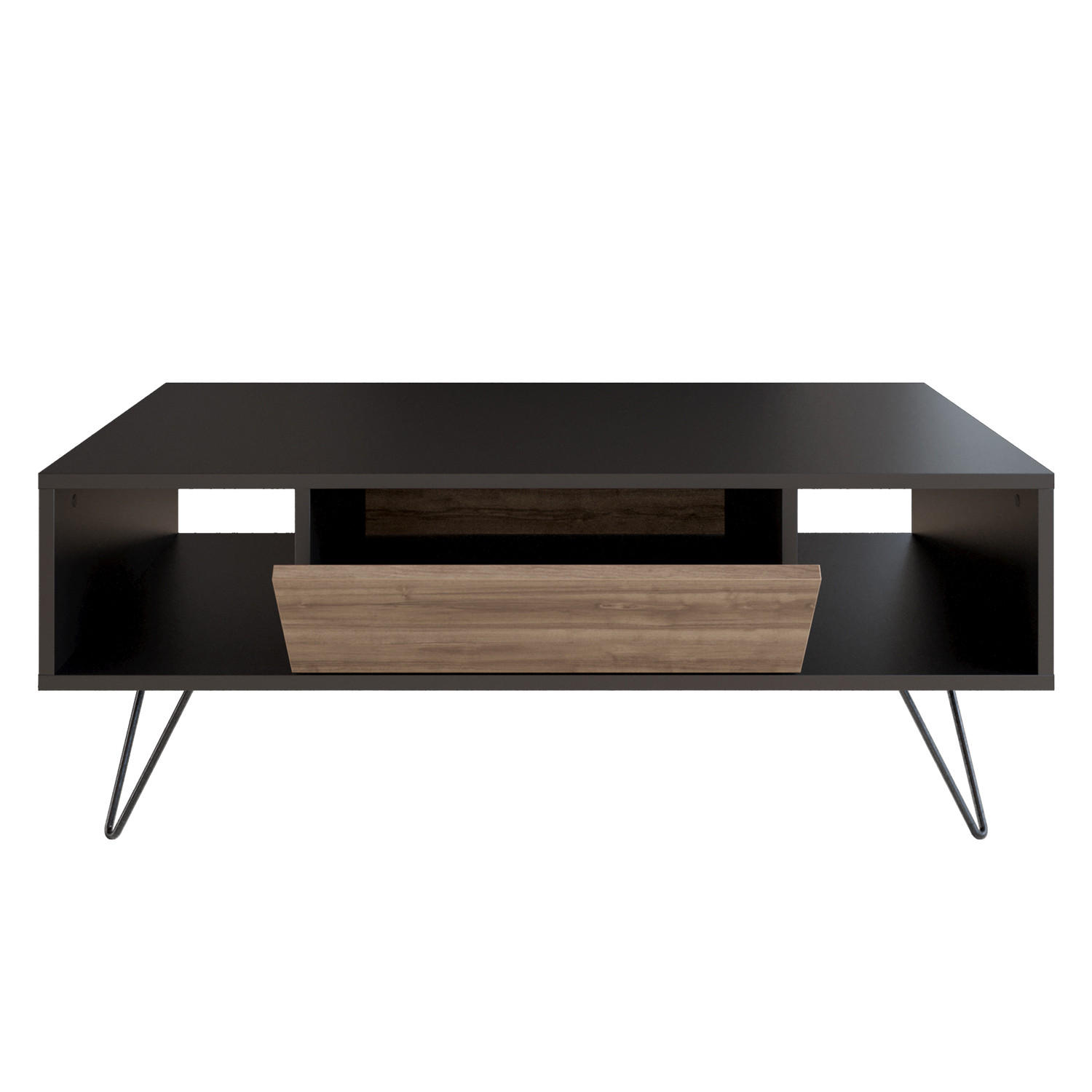 Decorotika Couchtisch Schwarz, Walnuss 60x45.6x120 cm