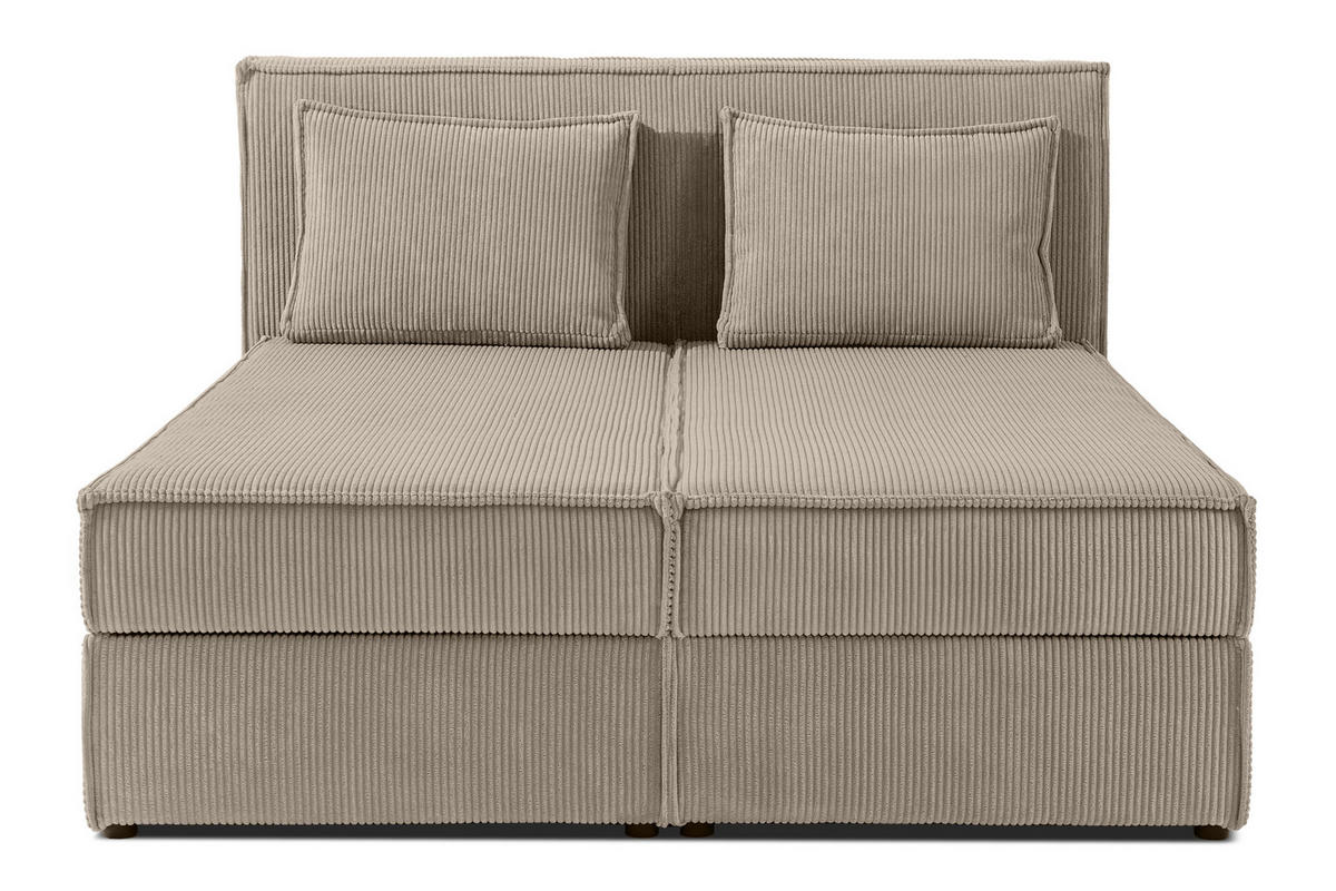 BOXSPRINGBETT ROTI mit Stauraum, beige - Beige/Schwarz, Holz/Holzwerkstoff (140/200cm) - KONSIMO®