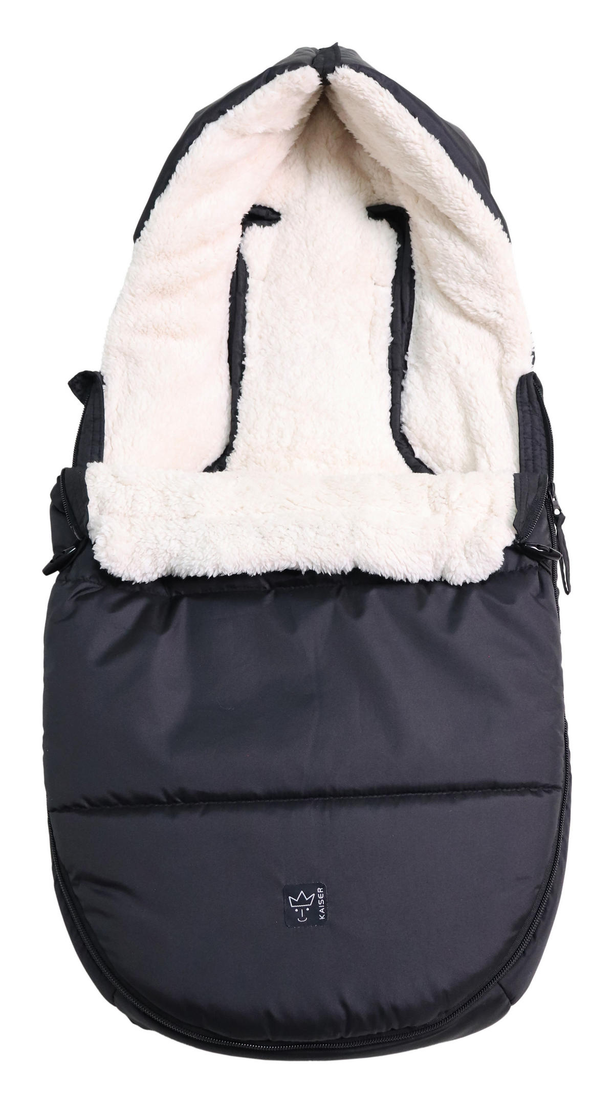 BABYSCHALENFUSSSACK Hoody 2.0, black/creme - Schwarz, Textil (40/3/80cm) - Kaiserbaby
