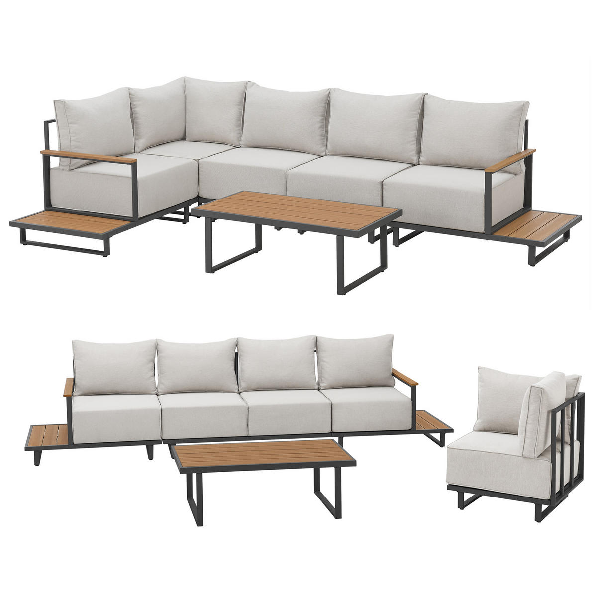 GARTENLOUNGE Malibu modular Grau - Grau, Metall - SVITA