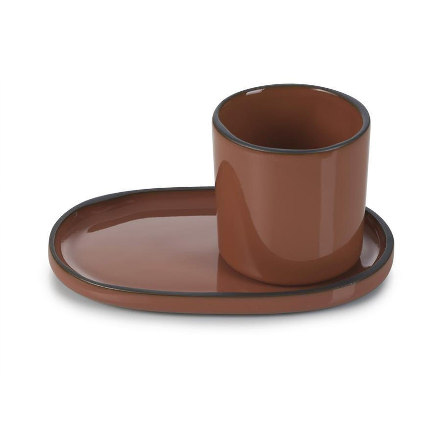UNTERTASSE CARACTERE 13,5 x 8,3 x 1,2 cm Zimt - Braun, Keramik (13.5/8.3/1.2cm) - Revol Porcelaine France