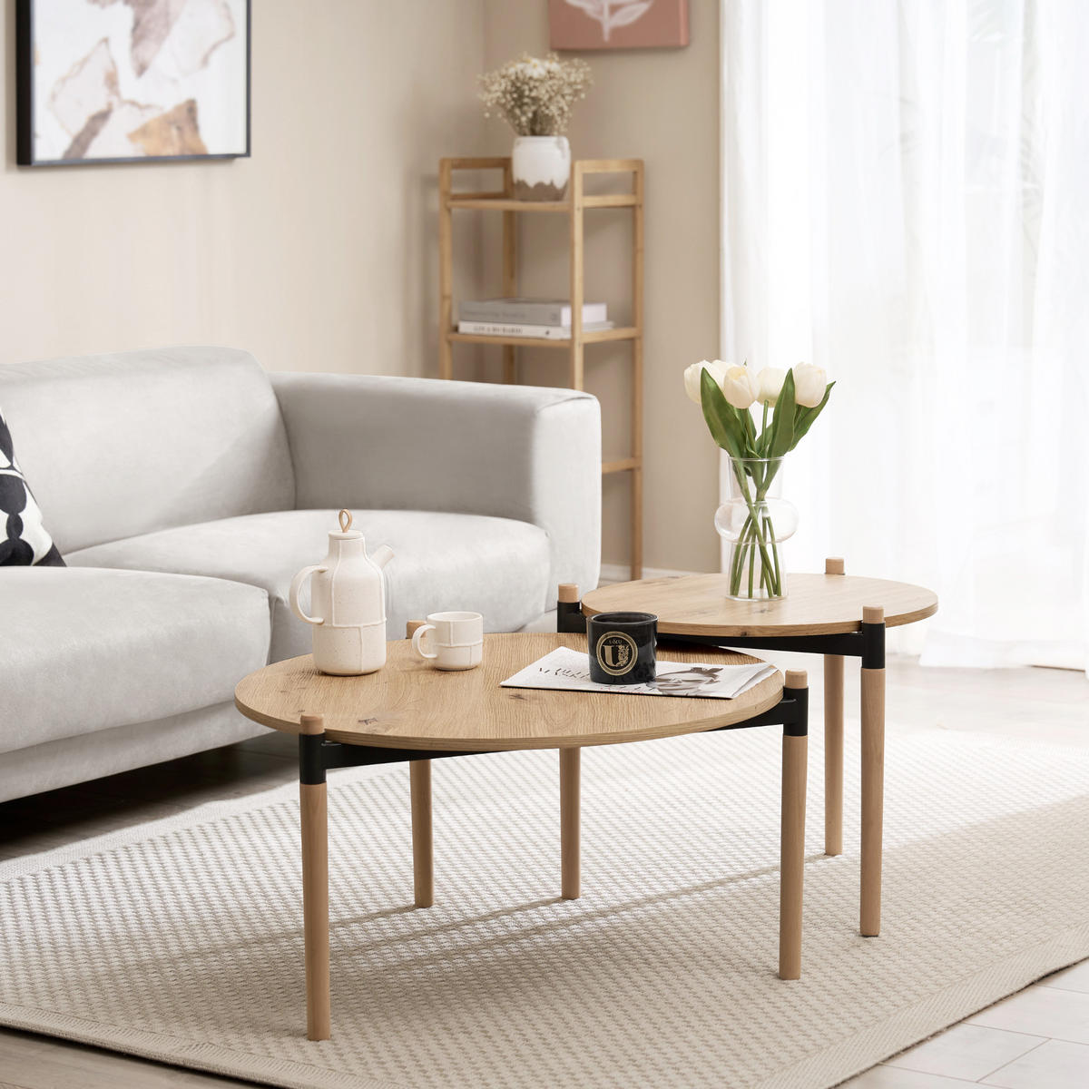 COUCHTISCH-SET 2-TLG. Kristinestad - Braun, Holzwerkstoff (70/70/42cm) - [en.casa]