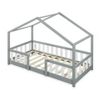 HAUSBETT Treviolo - Hellgrau/Weiß, Holz (80/160cm) - [en.casa]