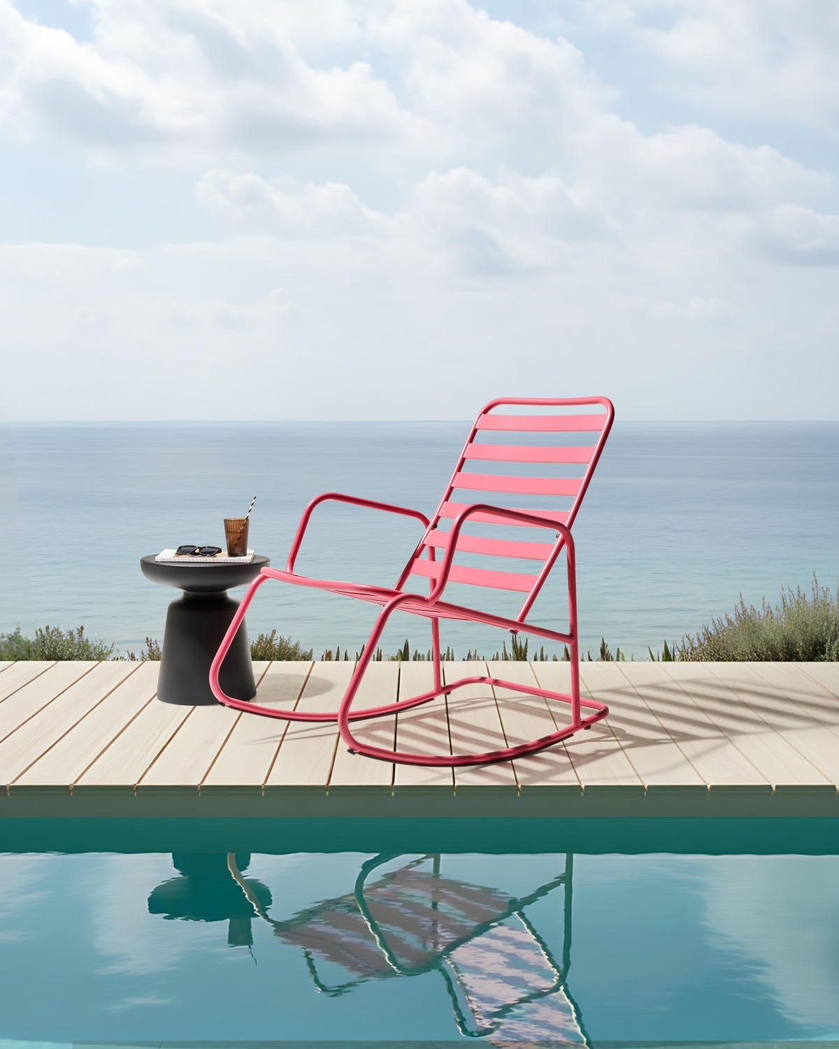 GARTEN-SCHAUKELSTUHL Rosa Turi - Pink, Metall (66/92/96cm) - Beliani