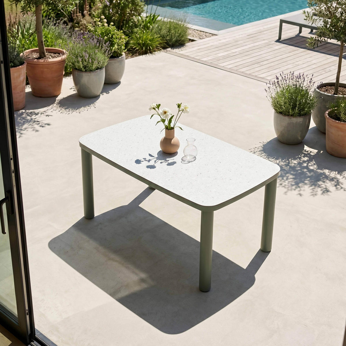 GARTENTISCH, Grün - Grün, Metall (150/90/75cm) - Oviala