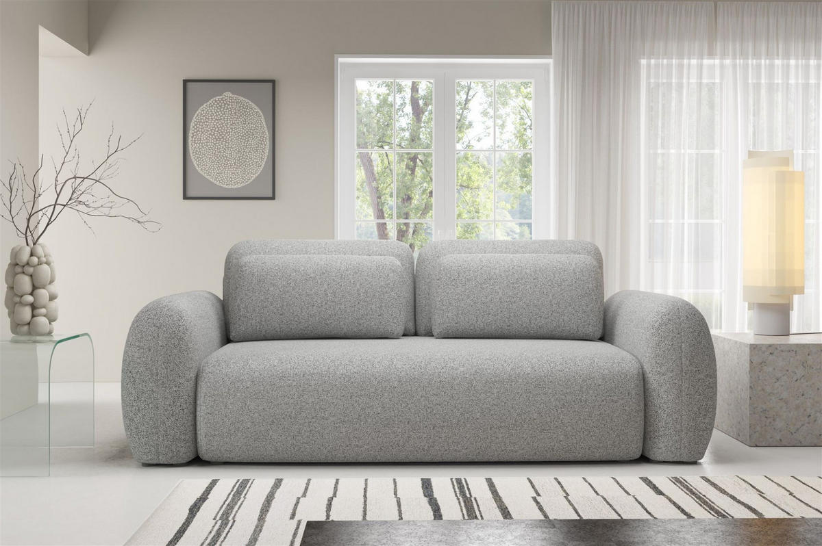 SCHLAFSOFA Gaston - Hellgrau, Holzwerkstoff/Textil (266/95/110cm) - Fun Möbel