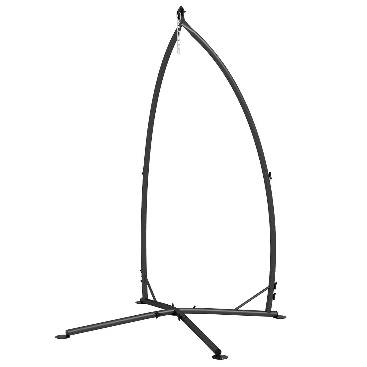 HÄNGESESSELGESTELL DE-15252 höhenverstellbar mit Fußstütze Schwarz - Schwarz, Metall (110/110/215cm) - ComfortXL