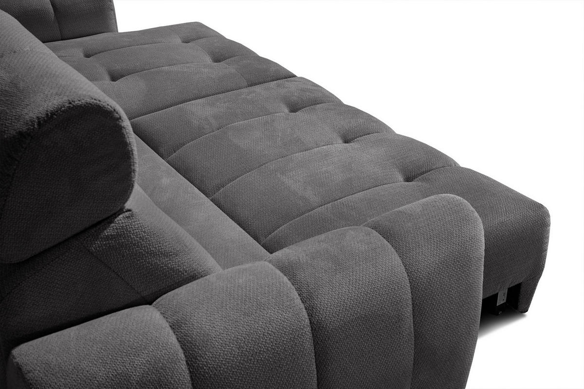 ECKSOFA KIMI 3-Sitzer, ausziehbarer Sitz, verstellbare Kopfstützen, dunkelgrau - Anthrazit/Schwarz, Holzwerkstoff/Textil (270/160cm) - Courtois Laville