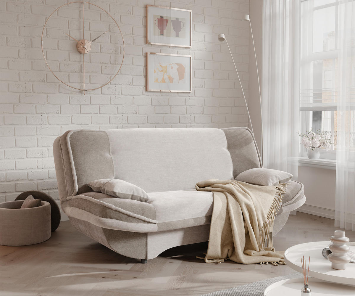 SCHLAFSOFA ORLIN mit Bettkasten Beige/Creme - Sandfarben, Holzwerkstoff/Kunststoff (200/85/90cm) - Idohome