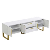 TV-SCHRANK in Hochglanz Weiß mit goldfarbenen Füßen und Griffen 170/40/53.5 cm - Weiß, Holzwerkstoff (170/53/40cm) - Redom