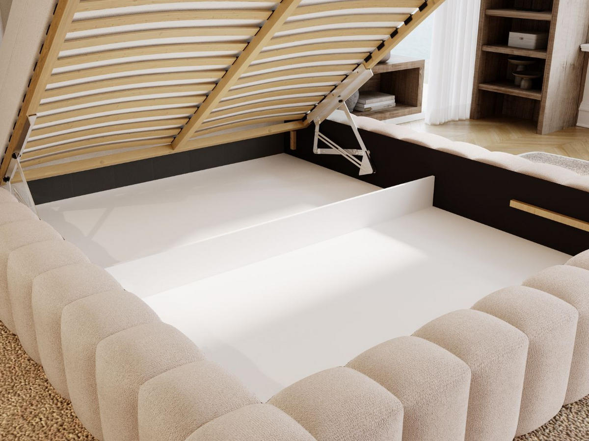 POLSTERBETT Rotto 180x200 Beige - Beige/Naturfarben, Holz/Kunststoff (180/200cm) - Graingold