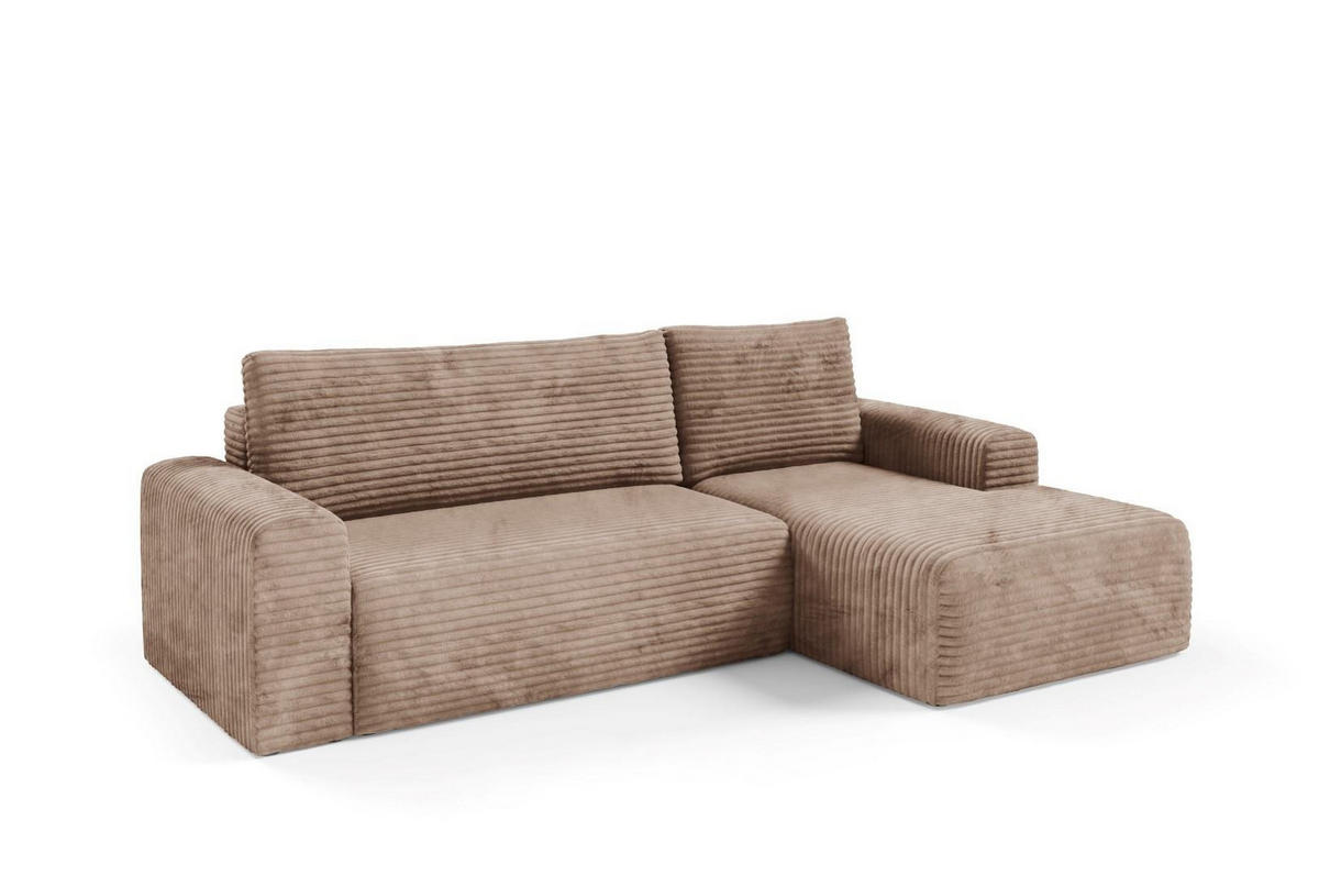 ECKSOFA mit Schlaffunktion Brown - Beige, Textil (268/163cm) - Furnisell