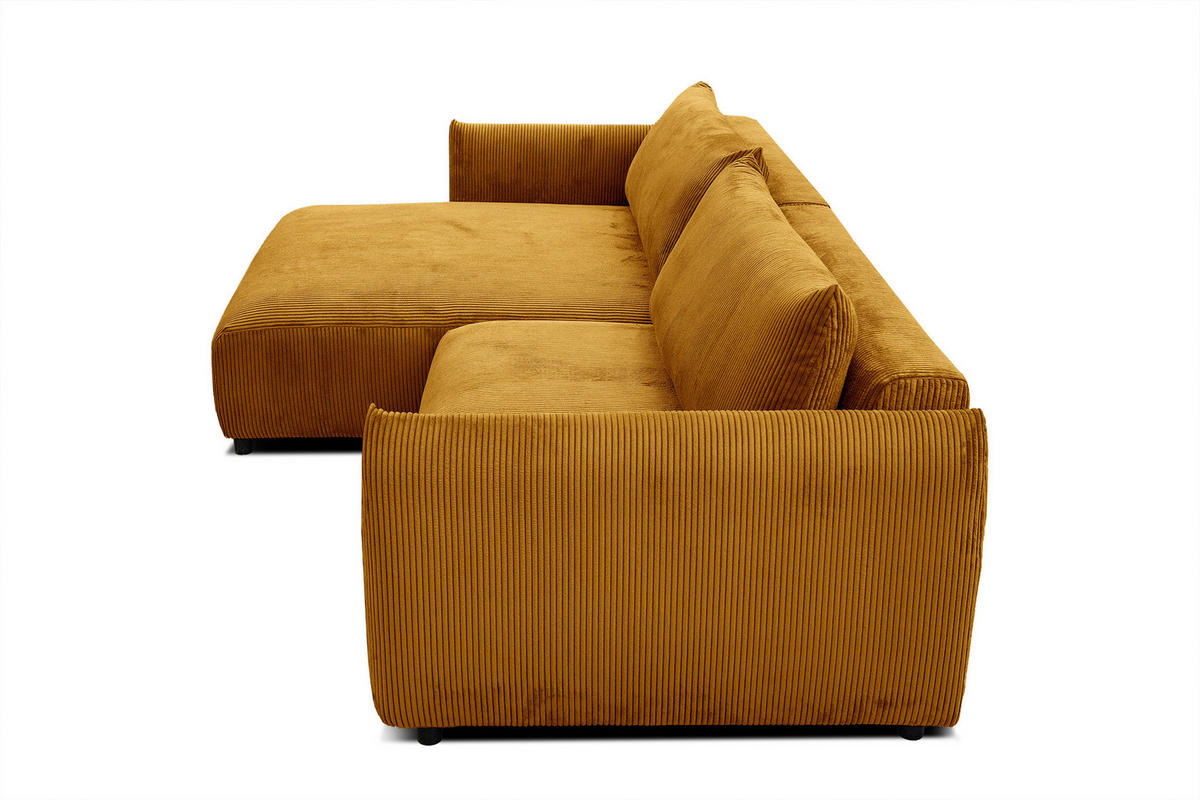 ECKSOFA TAUER 5-Sitzer, honig - Schwarz/Honig, Holzwerkstoff/Kunststoff (174/292cm) - Courtois Laville