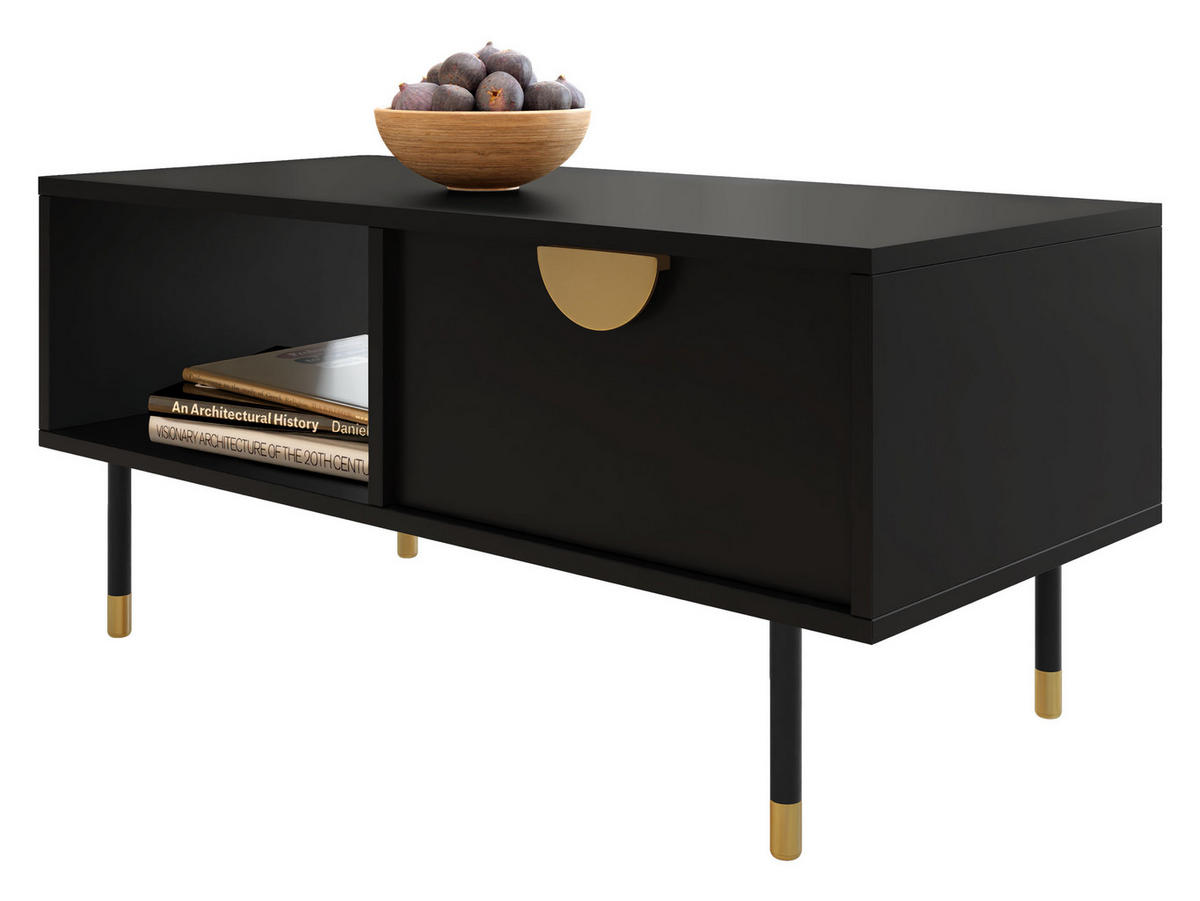 COUCHTISCH Vunotis - Goldfarben/Schwarz, Holzwerkstoff/Kunststoff (45/100/48cm) - MIRJAN24