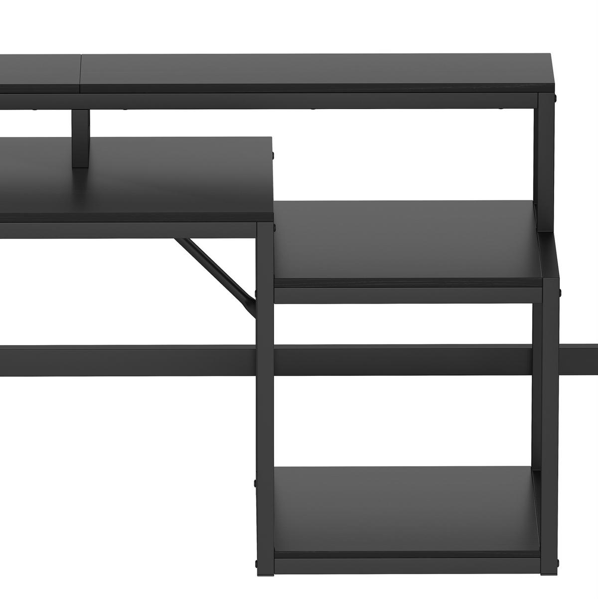 HOCHBETT 140/200 cm, Eisenrahmen, LED, USB mit Schreibtisch - Schwarz, Metall (140/200cm) - MIVRAY