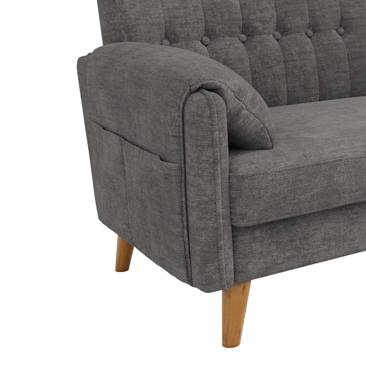 2-SITZER-SOFA Chenille mit Massivholzbeinen, DE-42464, Hellgrau - Hellgrau, Holzwerkstoff (161.5/83.5/79cm) - ComfortXL