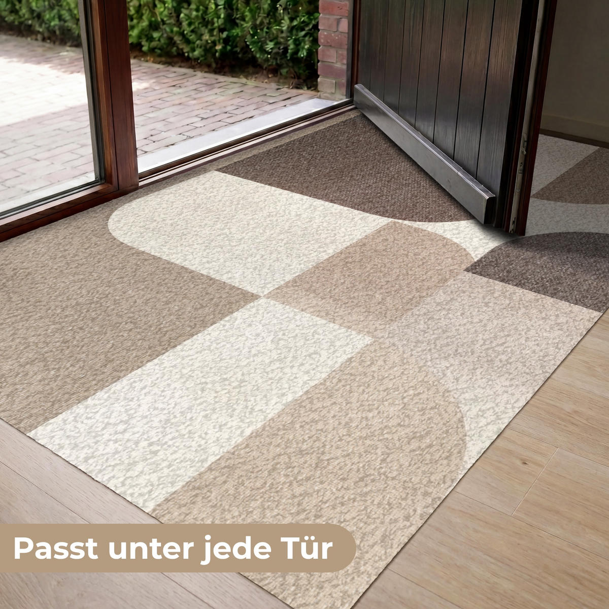 FUSSMATTE Geometrisch - Gewebte Struktur - Modern Fußabtreter 150x90 cm - Beige, Kunststoff (150/90cm) - MuchoWow