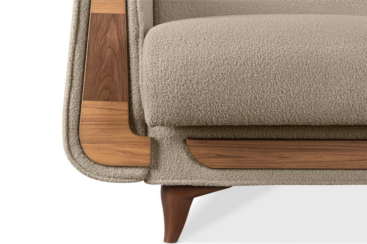 SESSEL GUSTAVO mit Armlehnen, creme - Creme/Braun, Holz/Holzwerkstoff (83/95/92cm) - KONSIMO®