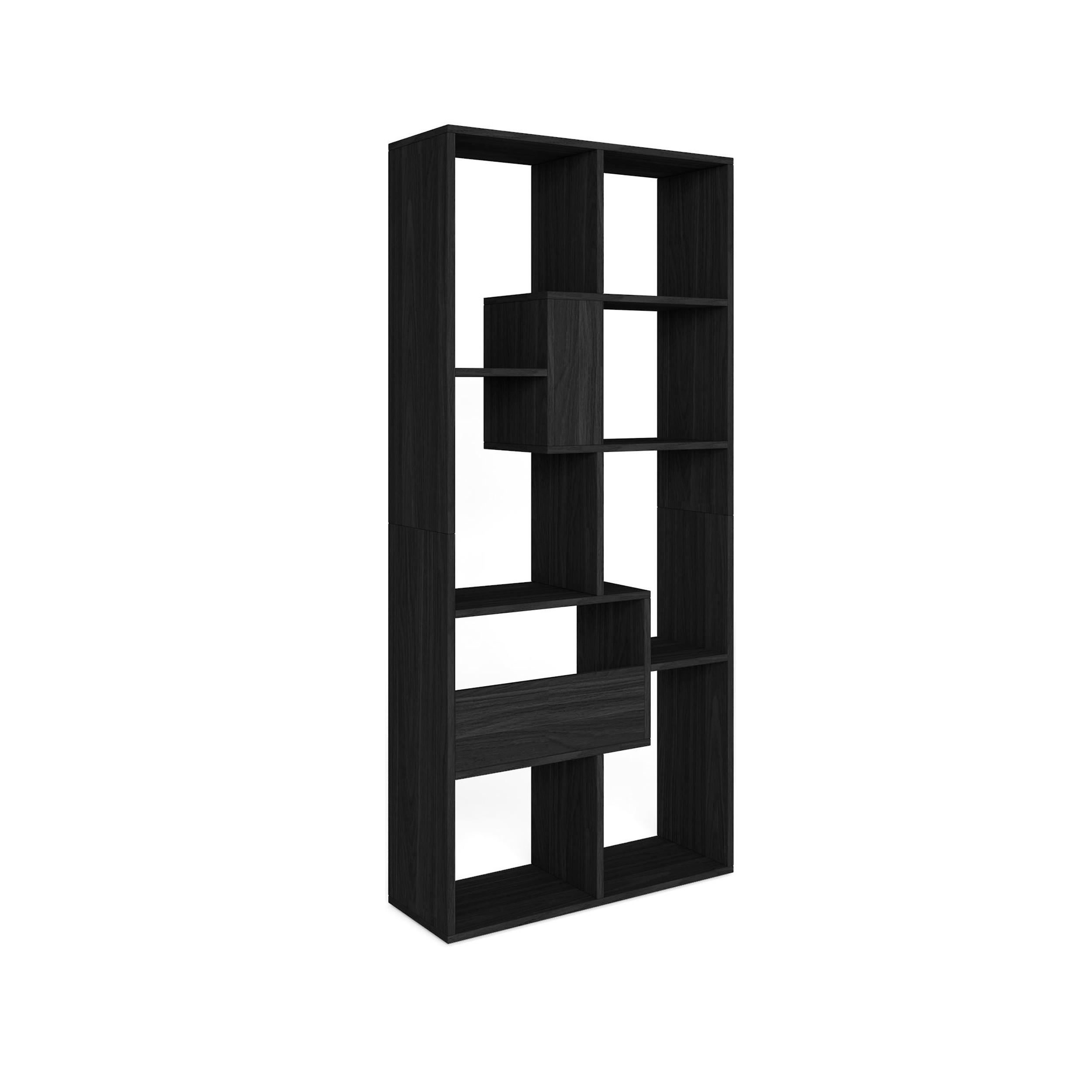 REGAL Bibliothek, Schwarz, 67/31/162cm - Schwarz, Holzwerkstoff (67/162/31cm) - Skraut Home