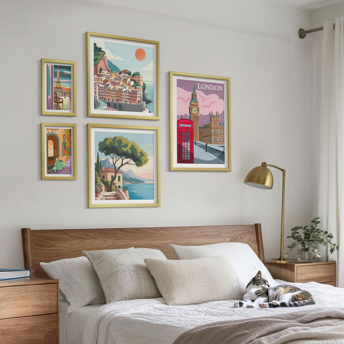 WANDBILDER 5er Set - 50x50 cm & 20x30 cm & 40x60 cm Goldrahmen - Obstposter Zitronen Orangen - Goldfarben, Kunststoff (40/60cm) - ArtPrintCave
