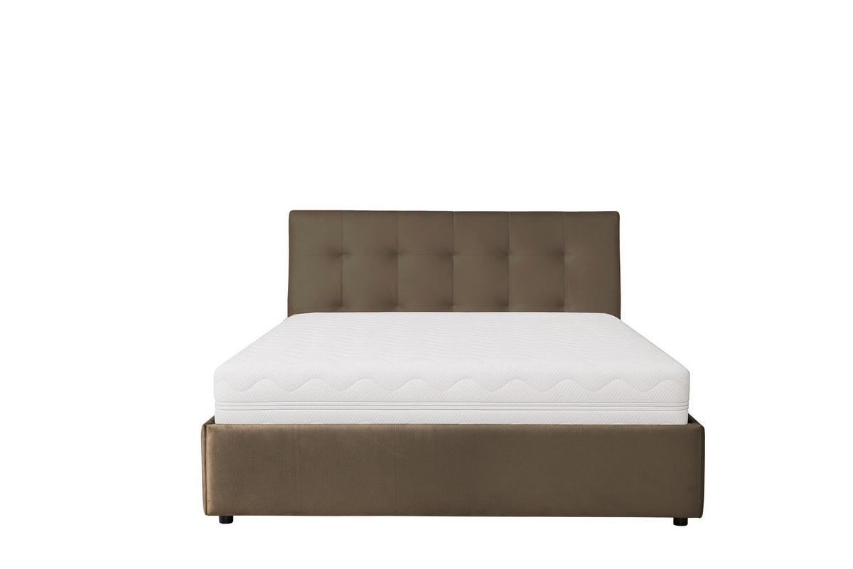 POLSTERBETT mit Bettkasten und Matratze SOLIS, Braun, 140x200 cm - Braun, Textil (140/200cm) - KS Home Concept