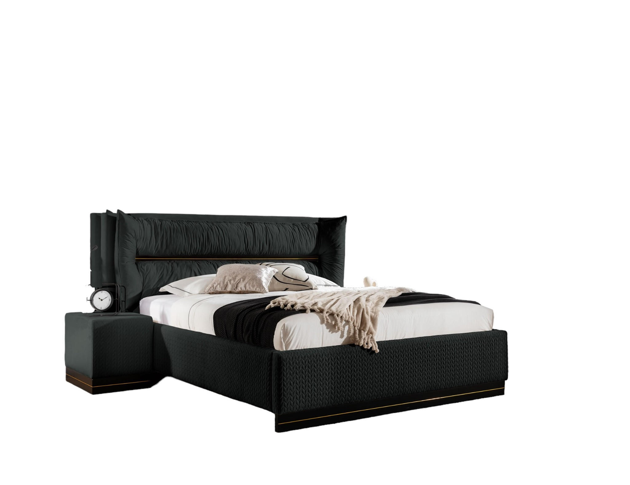 POLSTERBETT Hamilton Magic Velvet Set.2 - Schwarz, Holzwerkstoff/Textil (160/200cm) - Fun Möbel