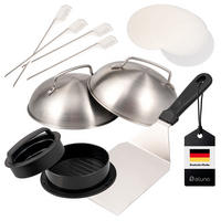 BURGER-SET 6tlg. - Edelstahlfarben, Metall (13/6/30cm) - eluno