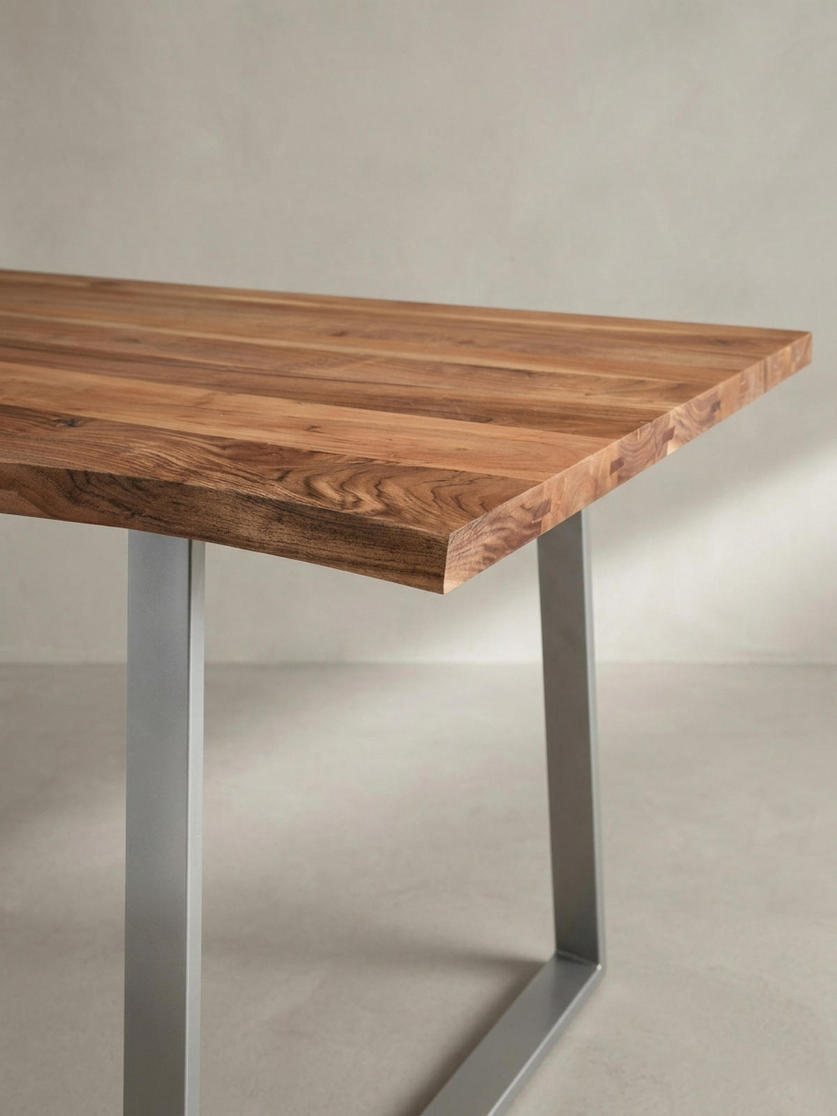 ESSTISCH Massivholz Baumkante Metallgestell Handgefertigt TARN, Goldbraun-Chrom 140x80x76 cm - Chromfarben/Braun, Holz/Metall (80/140/76cm) - KADIMA DESIGN
